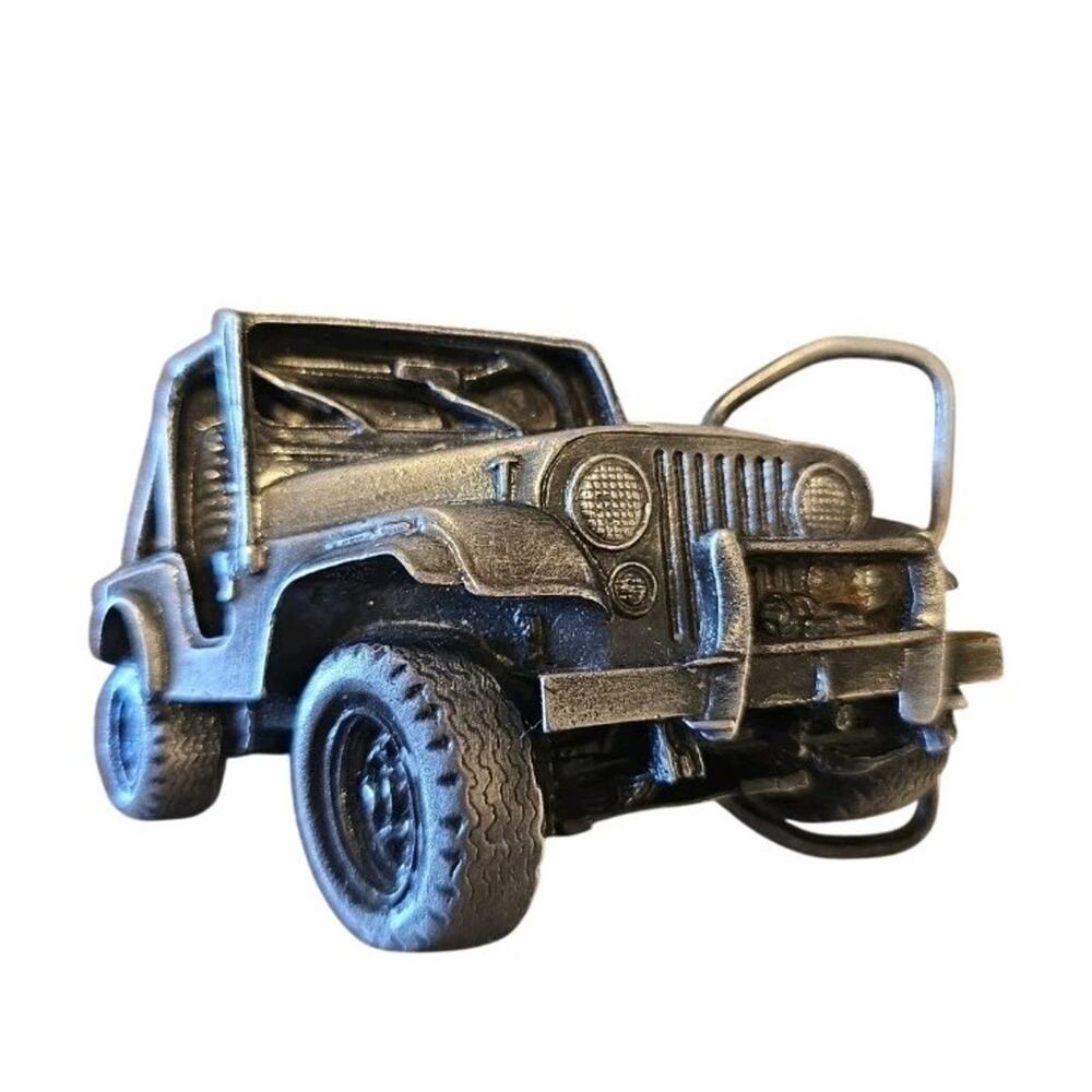 Vintage 1978 Bergamot Brass Works Jeep CJ Off Road 4x4 Belt Buckle Cutout USA